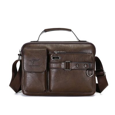 Fashion Men's Shoulder Bag Portable PU Leather Handbag Business Briefcase Travel Bag Man Crossbody Bags