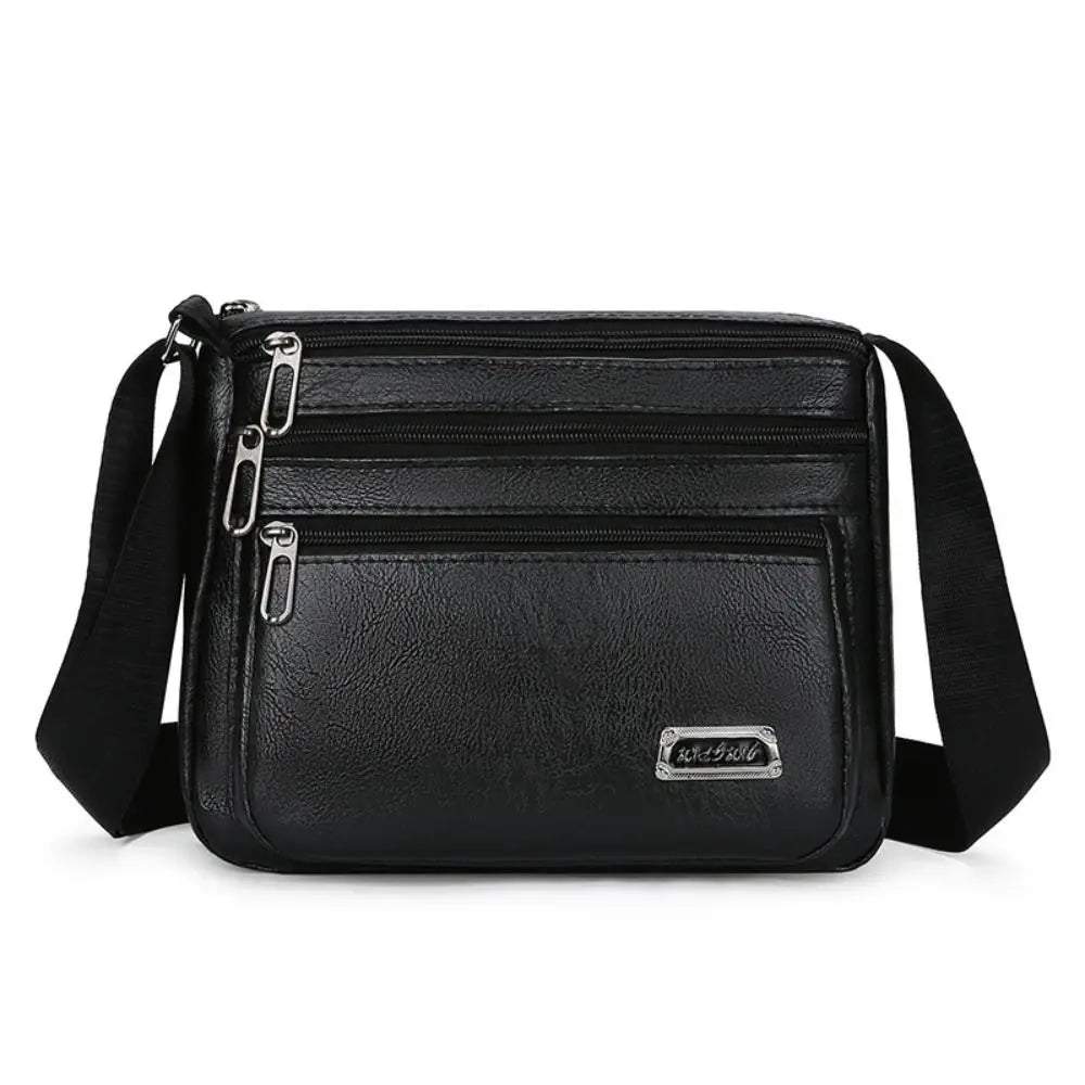 PU Leather Men's Crossbody Bag Large Capacity Waterproof Shoulder Bag Casual Handbag Phone Bag Business Man