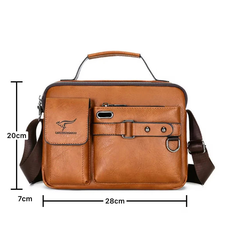 Fashion Men's Shoulder Bag Portable PU Leather Handbag Business Briefcase Travel Bag Man Crossbody Bags