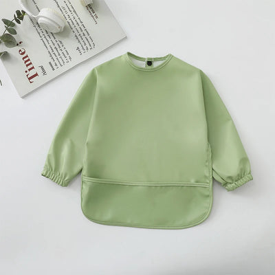 Kids Baby Feeding Bibs Waterproof Long Sleeve Apron with Pocket Toddler Burp Cloth Boys Girls Anti-dirty Art Smock Baby Stuff