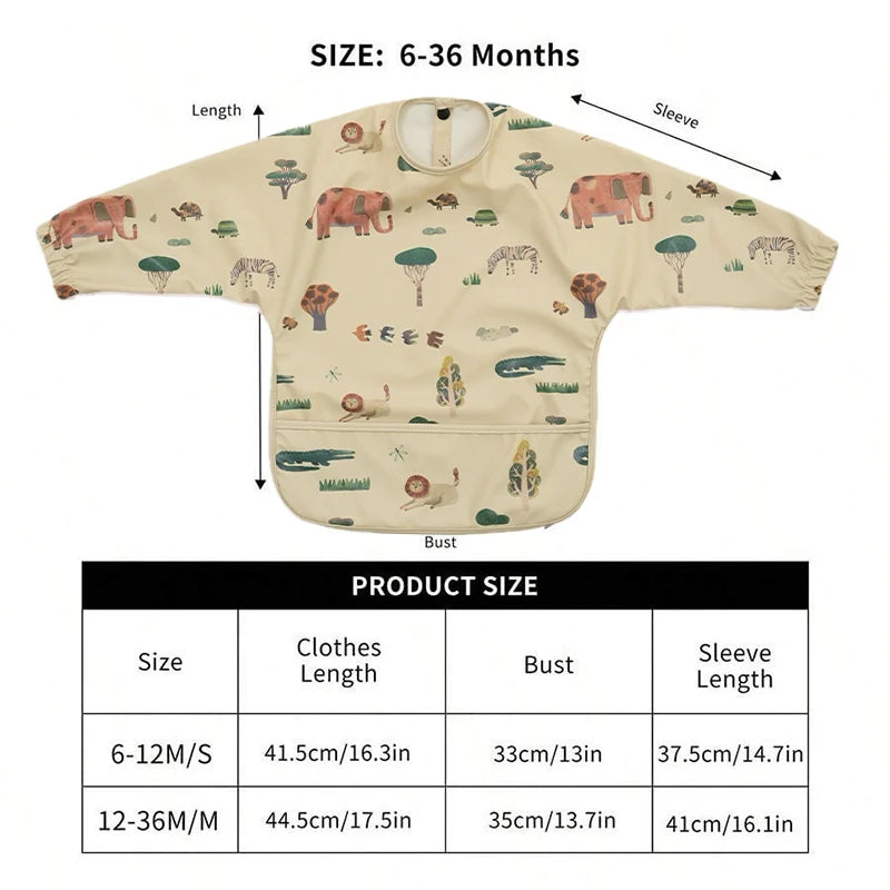 Kids Baby Feeding Bibs Waterproof Long Sleeve Apron with Pocket Toddler Burp Cloth Boys Girls Anti-dirty Art Smock Baby Stuff