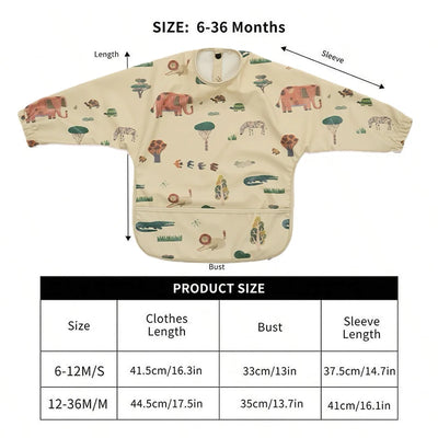 Kids Baby Feeding Bibs Waterproof Long Sleeve Apron with Pocket Toddler Burp Cloth Boys Girls Anti-dirty Art Smock Baby Stuff