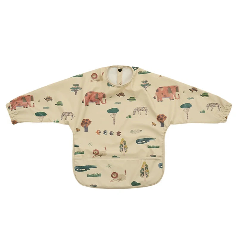 Kids Baby Feeding Bibs Waterproof Long Sleeve Apron with Pocket Toddler Burp Cloth Boys Girls Anti-dirty Art Smock Baby Stuff