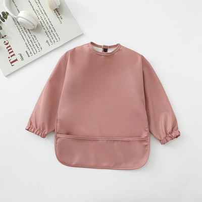 Kids Baby Feeding Bibs Waterproof Long Sleeve Apron with Pocket Toddler Burp Cloth Boys Girls Anti-dirty Art Smock Baby Stuff