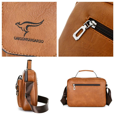 Fashion Men's Shoulder Bag Portable PU Leather Handbag Business Briefcase Travel Bag Man Crossbody Bags