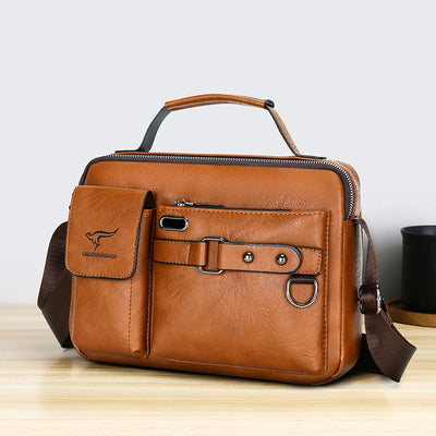 Fashion Men's Shoulder Bag Portable PU Leather Handbag Business Briefcase Travel Bag Man Crossbody Bags
