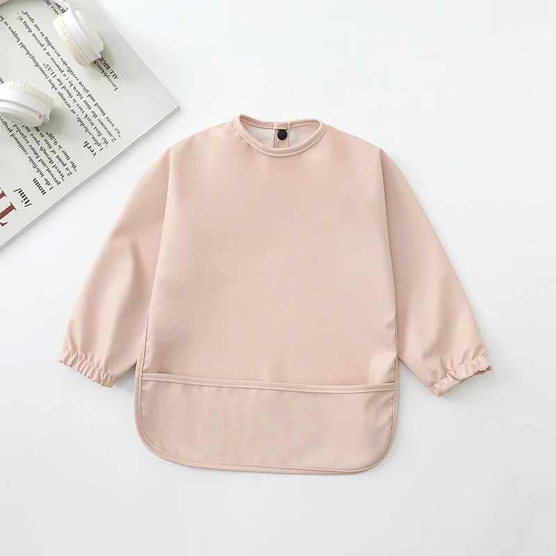 Kids Baby Feeding Bibs Waterproof Long Sleeve Apron with Pocket Toddler Burp Cloth Boys Girls Anti-dirty Art Smock Baby Stuff