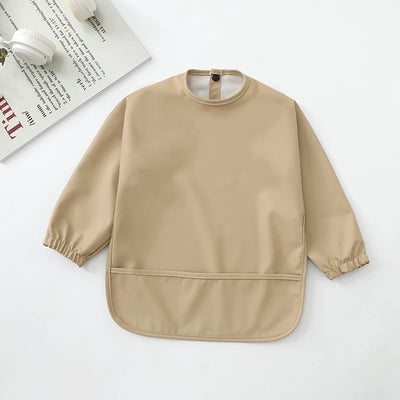 Kids Baby Feeding Bibs Waterproof Long Sleeve Apron with Pocket Toddler Burp Cloth Boys Girls Anti-dirty Art Smock Baby Stuff