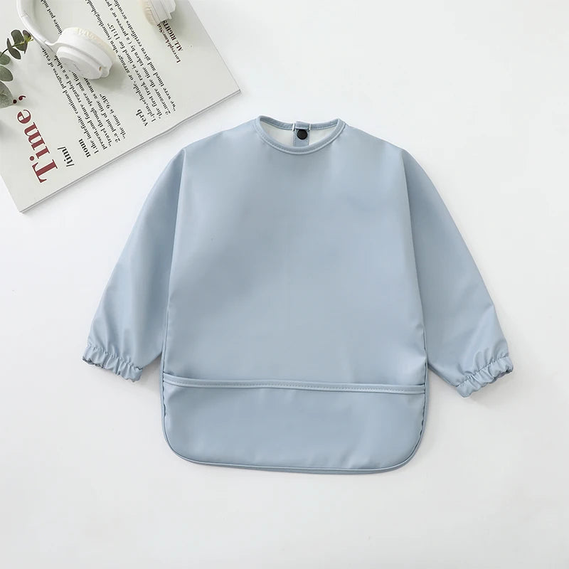 Kids Baby Feeding Bibs Waterproof Long Sleeve Apron with Pocket Toddler Burp Cloth Boys Girls Anti-dirty Art Smock Baby Stuff