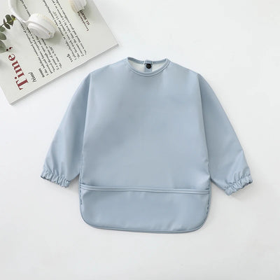 Kids Baby Feeding Bibs Waterproof Long Sleeve Apron with Pocket Toddler Burp Cloth Boys Girls Anti-dirty Art Smock Baby Stuff