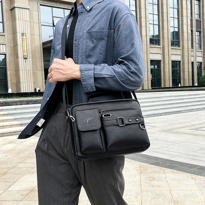 Fashion Men's Shoulder Bag Portable PU Leather Handbag Business Briefcase Travel Bag Man Crossbody Bags