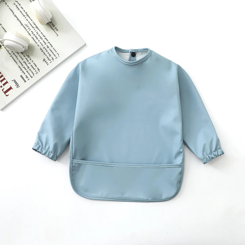 Kids Baby Feeding Bibs Waterproof Long Sleeve Apron with Pocket Toddler Burp Cloth Boys Girls Anti-dirty Art Smock Baby Stuff