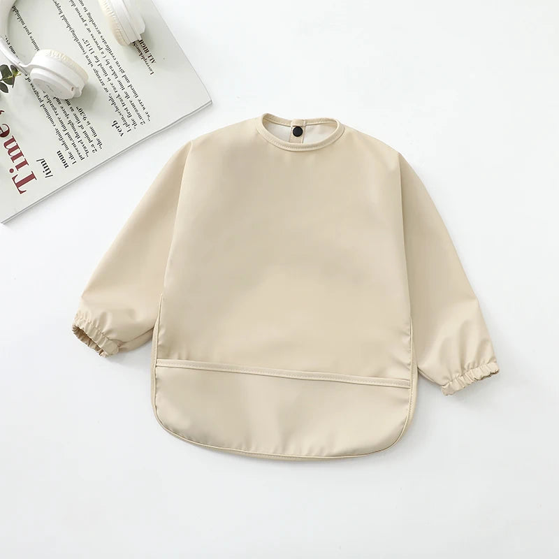 Kids Baby Feeding Bibs Waterproof Long Sleeve Apron with Pocket Toddler Burp Cloth Boys Girls Anti-dirty Art Smock Baby Stuff