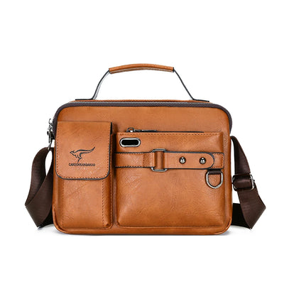 Fashion Men's Shoulder Bag Portable PU Leather Handbag Business Briefcase Travel Bag Man Crossbody Bags