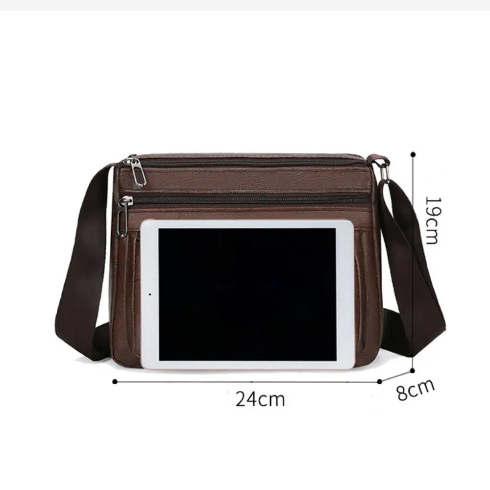 PU Leather Men's Crossbody Bag Large Capacity Waterproof Shoulder Bag Casual Handbag Phone Bag Business Man