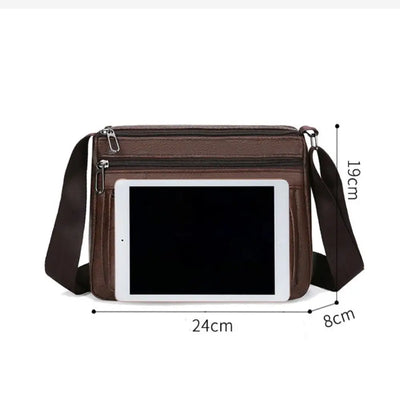 PU Leather Men's Crossbody Bag Large Capacity Waterproof Shoulder Bag Casual Handbag Phone Bag Business Man