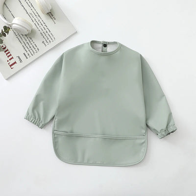 Kids Baby Feeding Bibs Waterproof Long Sleeve Apron with Pocket Toddler Burp Cloth Boys Girls Anti-dirty Art Smock Baby Stuff