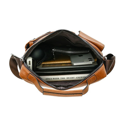 Fashion Men's Shoulder Bag Portable PU Leather Handbag Business Briefcase Travel Bag Man Crossbody Bags